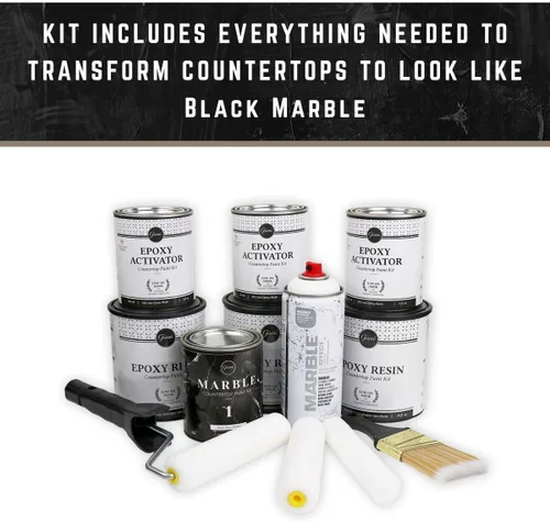 Vista 2 de Kit de pintura epoxi fácil de mármol Giani para encimera (Belgotta Negro)