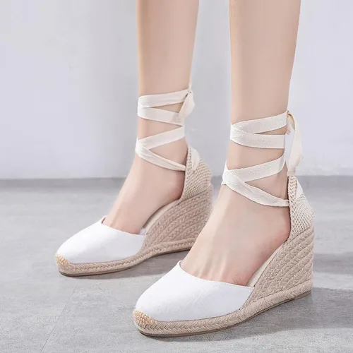 Vista 6 de U-lite - Alpargatas con puente de 3 para mujer, clásicas y suaves, con cordones.