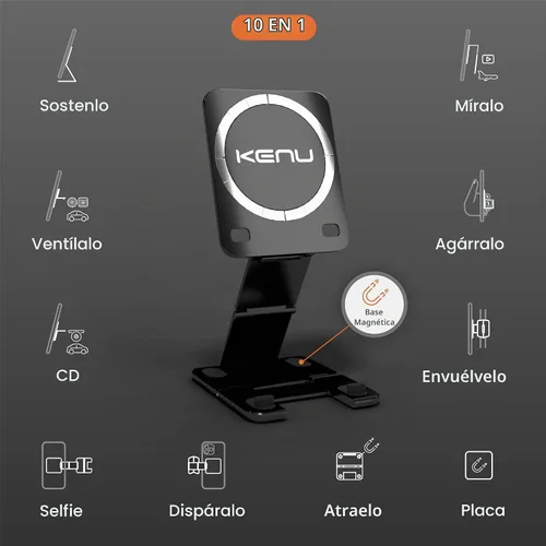 Vista 2 de Kenu Stance+ 10 en 1 MagSafe Super Gadget, soporte magnético para trípode, ventilación para coche+tablero+soporte para CD, soporte para dedos