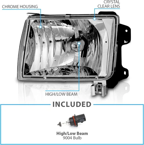 Vista 4 de AmeriLite para Nissan 1998-2000 Frontier / 2001 Xterra Faros Delanteros de Repuesto Transparentes Cristalinos Par - Lado del Pasajero y del Conductor