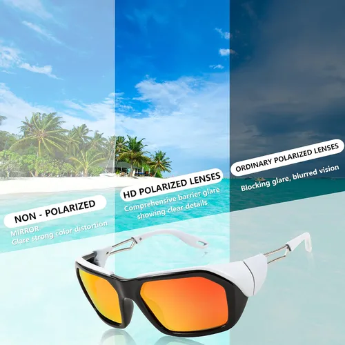 Vista 4 de FEISEDY Gafas de sol polarizadas deportivas para hombres y mujeres, para motocicleta, ciclismo, correr, pesca, gafas poligonales, protección UV400
