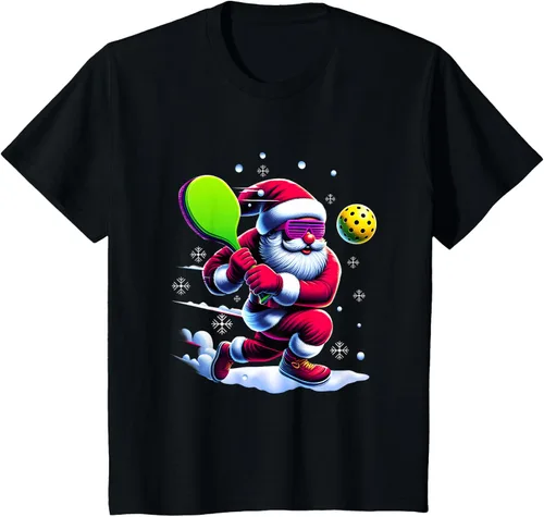 Vista 34 de Pickle Ball Navidad Santa Deporte Jugador Padel Raqueta Snow Camiseta Negro