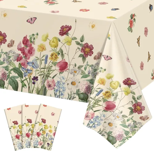 Vista 12 de Paquete de 3 manteles de plástico desechables para cumpleaños de 40 años, color negro y dorado Mantel rectangular impermeable para cumpleaños, 40