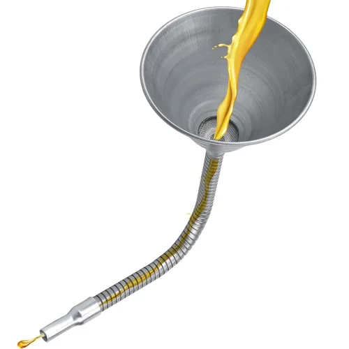 Vista 5 de Embudo universal de acero flexible con filtro y tubo flexible, galvanizado para todos los aceites automotrices, combustible diesel y otros líquidos