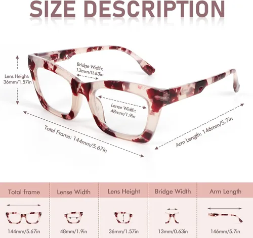 Vista 4 de REAVEE Paquete de 3 lentes de lectura estilo Oprah con cadena, lectores para mujer, bloqueo de luz azul con bisagra de resorte