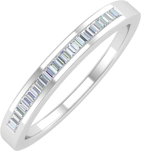 Vista 11 de Anillo de boda clásico de oro de 14 quilates con diamantes de baguette (0.15 quilates) (claridad I1-I2)