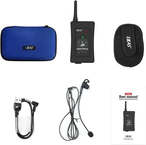 Vista 7 de EJEAS FBIM Intercomunicador Bluetooth profesional de árbitro de fútbol, 850 mAh, dúplex, 1500 M, inalámbrico Bluetooth con función de reducción