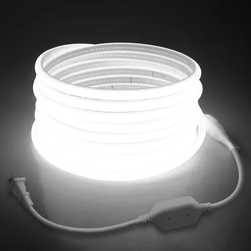 Vista 10 de Tira de luces LED COB de 5 M para dormitorio, 16.4 pies, luces LED de cuerda para exteriores, impermeable, blanco cálido, CA de 110 V ~ 120 V