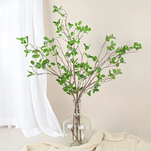 Vista 7 de SzJias Ramas artificiales para jarrón, ramas artificiales, tallos de plantas verdes para jarrón, ramas de árbol falso (3 ramas, 43.5 pulgadas/ramas)
