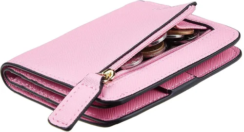 Vista 13 de Toughergun Cartera pequeña de cuero delgada para mujer con protección RFID, mini monedero bifold compacto con ventana de identificación transparente