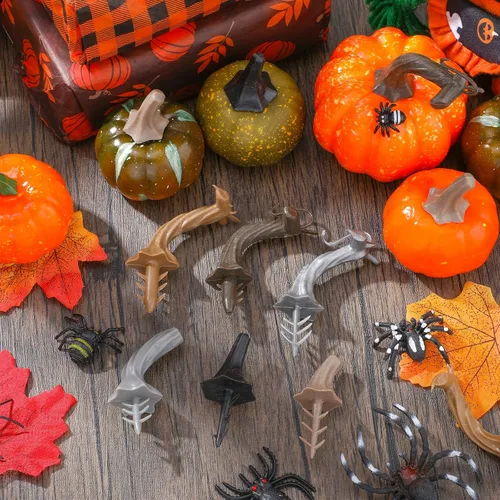 Vista 6 de Maitys 24 tallos de calabaza falsos de Acción de Gracias, tallos de calabaza de plástico para manualidades, suministros de cosecha, manualidades