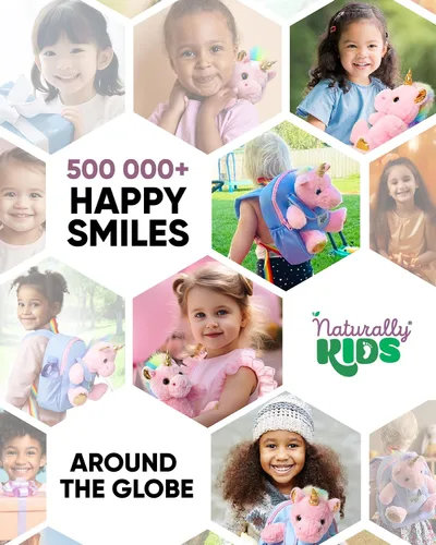 Vista 7 de Naturally KIDS Juguetes de unicornio rosa, regalos para niñas de 3 años, regalos de cumpleaños para niñas de 2 años, mochila de unicornio para niños