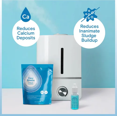 Vista 2 de Limpiador de gotas humidificadoras: tratamiento de agua fácil de brisa para todos los humidificadores, reduce la acumulación de calcio y lodos