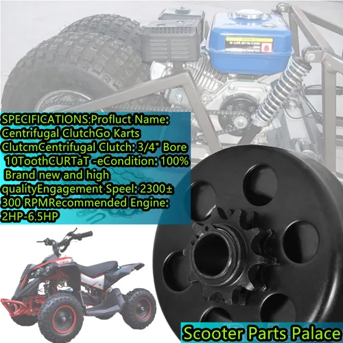 Vista 4 de Mini bicicleta centrífuga Go Kart Embrague 3/4" Diámetro 10 dientes con 420 Cadena 120 Enlace -6.5HP