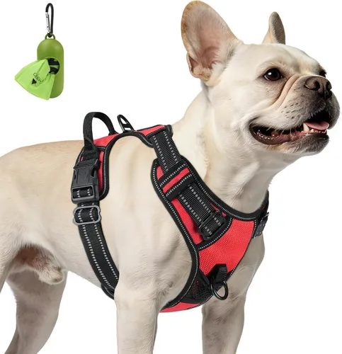 Vista 7 de Joytale Arnés sin tirones para perros pequeños, chaleco reflectante para mascotas con clip frontal, arnés acolchado suave ajustable con asa de fácil