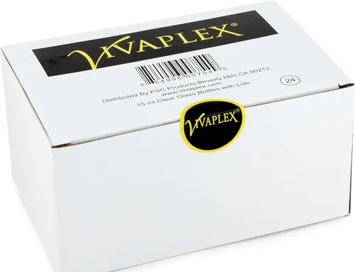 Vista 2 de Vivaplex, 24, botellas de vidrio transparentes de 0.5 fl oz, con tapas