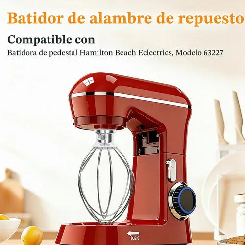 Vista 3 de Batidor de alambre 63227 para Hamilton Beach Wire Whisk Eclectrics para pieza de repuesto de mezclador de soporte totalmente metálico