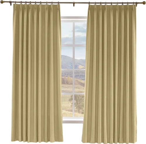 Vista 18 de Macochico Cortinas opacas de lino sintético de 52 pulgadas de ancho x 63 pulgadas de largo, panel de cortinas plisadas para dormitorio, aulas