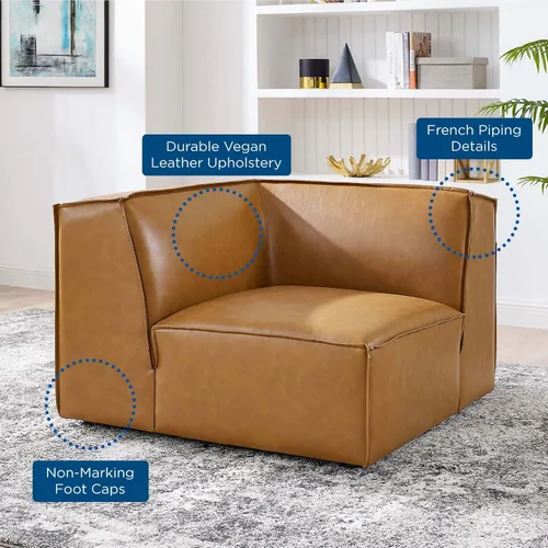 Vista 10 de Modway Restore - Sofá seccional de cuero vegano en color marrón
