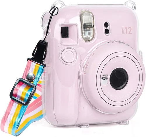 Vista 8 de Funda transparente Mini 12 con bolsillo para película para cámara instantánea Fujifilm Instax Mini 12, vitrina con correa de hombro ajustable Funda