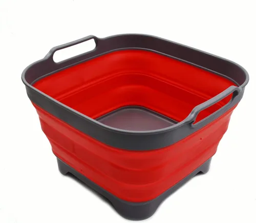 Vista 10 de SAMMART Sartén plegable de 2.64 galones con tapón de drenaje, lavabo plegable, tina portátil para lavar platos, bandeja de almacenamiento de cocina