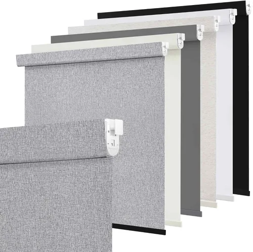 Vista 12 de SUNOFF Persianas Enrollables Opacas Inalámbricas para Ventanas de Parada Libre, Bajar Oscurecimiento de Habitación con Cenefa, Persianas de Tela