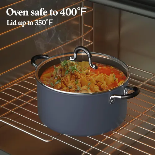 Vista 5 de Cook N Home Olla antiadherente de 10 cuartos de galón con tapa, utensilios