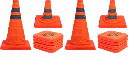 Vista 6 de Sunnyglade Paquete de 4 conos de tráfico plegables de 15.5 pulgadas, multiusos, conos de seguridad reflectantes emergentes