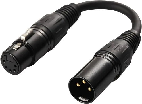 Vista 4 de MFL. Adaptador DMX de 3 pines a 5 pines (3 pines macho a 5 pines hembra) Señal XLR DMX cable de 3 pines a 5 pines para micrófono de iluminación