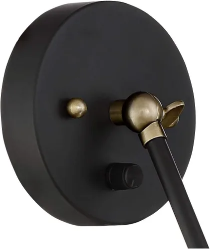 Vista 5 de 360 Lighting Wray - Lámpara de pared moderna con brazo oscilante ajustable para interiores con cable, juego de 2 lámparas de latón antiguo negro