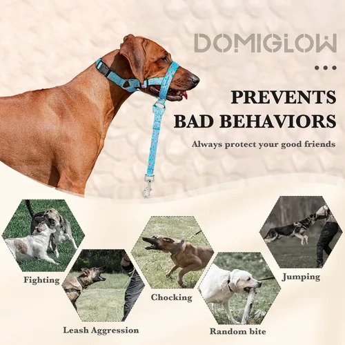 Vista 4 de Collar sin tirones para la cabeza de perro, cuello halter ajustable para perros agresivos, acolchado antitirones, bozal de plomo suave