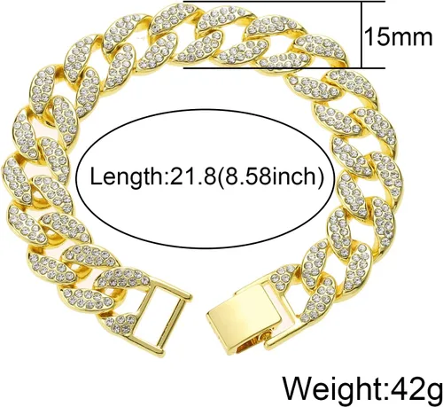 Vista 6 de Saintda Juego de cadena y pulsera de eslabones cubanos para hombres y mujeres, regalo de diamantes brillantes para niños, joyería de rapero hip hop
