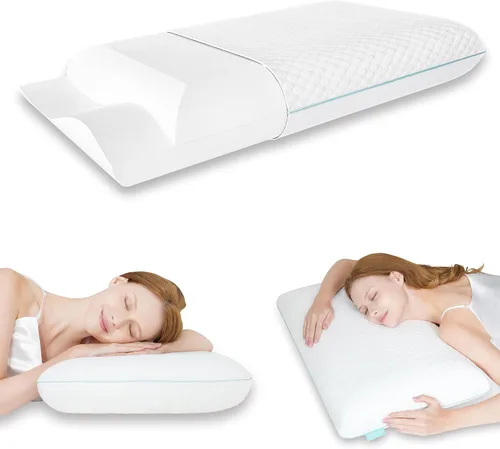 Vista 9 de Releep Almohada refrescante de espuma viscoelástica suave, almohada cervical para dormir de lado, dormir de espalda y boca abajo, diseño ortopédico