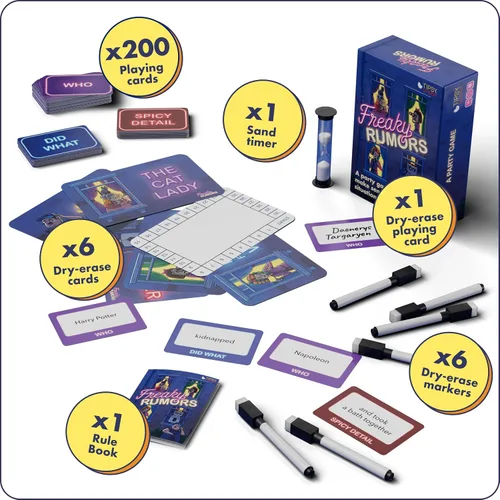 Vista 6 de Freaky Rumors® Against Reality — Divertido juego de cartas para fiestas para reuniones sociales (3-6 jugadores) Divertido rompehielos para noches
