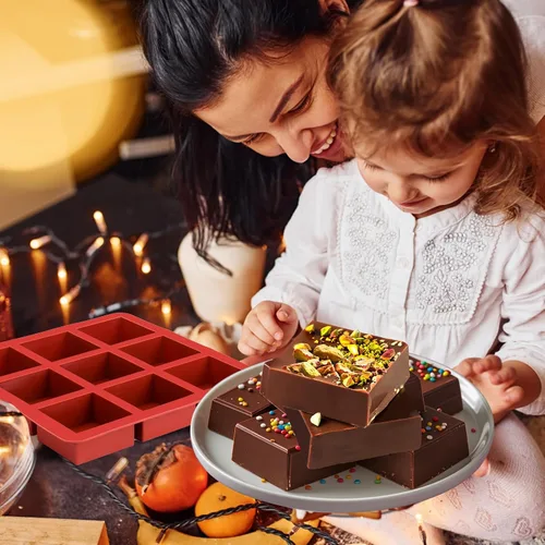 Vista 8 de AIERSA Moldes cuadrados de silicona para chocolate, 2 moldes de barra de chocolate profundo de 1 pulgada para bricolaje de 2.5 x 2.5 x 1 pulgada