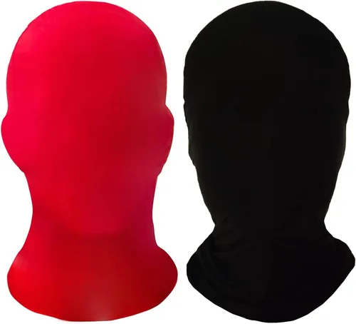 Vista 8 de 2 máscaras de cara completa, máscaras de segunda piel BW, capucha de licra para Halloween para tela unisex 2 negro