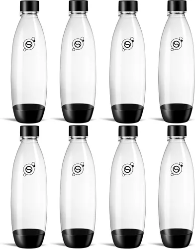 Vista 4 de SodaStream - Paquete doble de botellas delgadas de 1 litro aptas para lavavajillas (color negro)