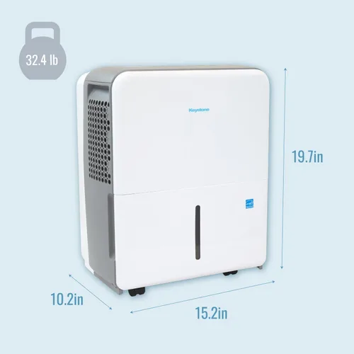 Vista 5 de Keystone Energy Star - Deshumidificador portátil de 22 pintas para habitaciones grandes de hasta 1,500 pies cuadrados con apagado automático