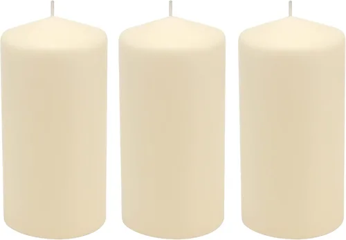 Vista 15 de Stonebriar Paquete de 3 Velas Pilares Altas de 3 x 3 Pulgadas de Cera de Marfil Sin Perfume con 18 Horas de Combustión