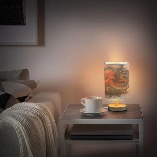 Vista 6 de Lámpara de mesa de pulpo Steampunk con puerto USB, lámpara de mesa de noche, lámpara de escritorio para dormitorio, sala de estar, lámpara de noche