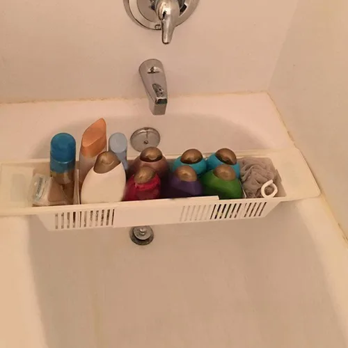 Vista 9 de TOPINCN Bandeja de bañera, bandeja de bañera ampliable, bandeja de baño, bandeja de bañera, puente de ducha, estantes organizadores, accesorios