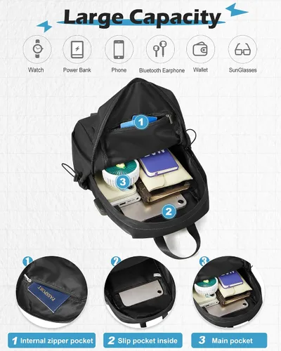 Vista 4 de SEAFEW - Mochilas tipo bandolera tácticas, Negro, Mochilas Sling
