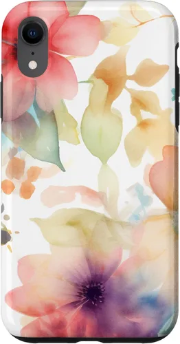 Vista 24 de iPhone 16 Lindo Pastel Floral Acuarela Rosa Azul Mujeres Patrón de Flores Caso