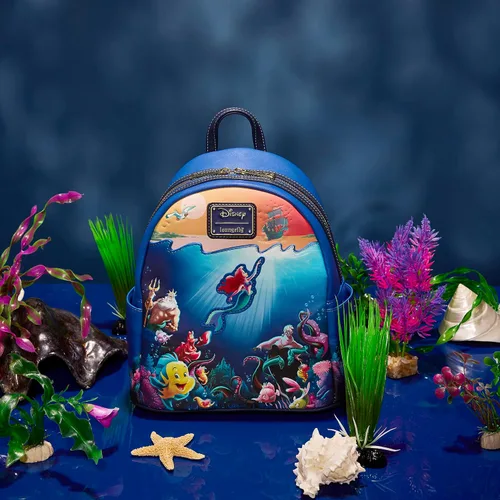 Vista 6 de Loungefly Mochila Disney - La Sirenita - Mochila - Princesas Disney - Bonita bolsa coleccionable - Idea de regalo - Producto oficial - para niños