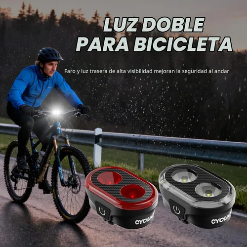 Vista 2 de Luces de bicicleta para conducción nocturna 11+20 modos USB recargable bicicleta 14 LED luz ultra brillante delantera y trasera IPX6 impermeable