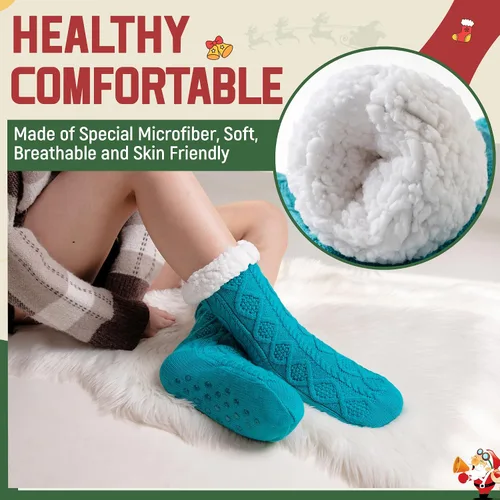 Vista 2 de DoSmart - Calcetines térmicos de invierno para mujer, felpa, cálidos, diseño de copo de nieve