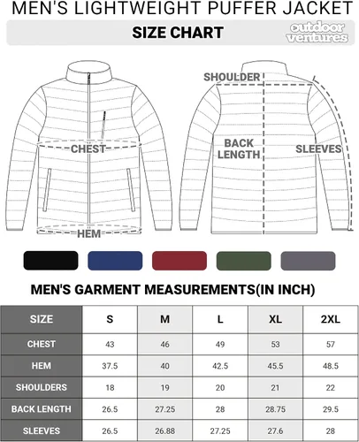 Vista 7 de Outdoor Ventures Chaqueta de invierno acolchada ligera y plegable para hombre, con aislamiento, para nieve, esquí, senderismo, viajes