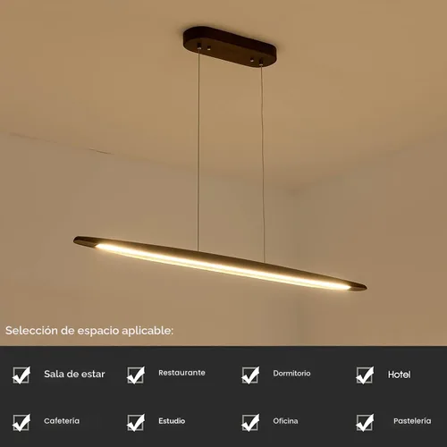 Vista 5 de YISDESIGN Lámpara colgante lineal de madera de 51 pulgadas, lámpara moderna para mesa de billar, luces de isla de cocina para comedor, bar, isla