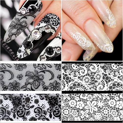Vista 6 de SmallCat 20 rollos de papel de aluminio de transferencia de uñas, lámina de uñas de encaje, calcomanías de uñas de flores, arte de uñas