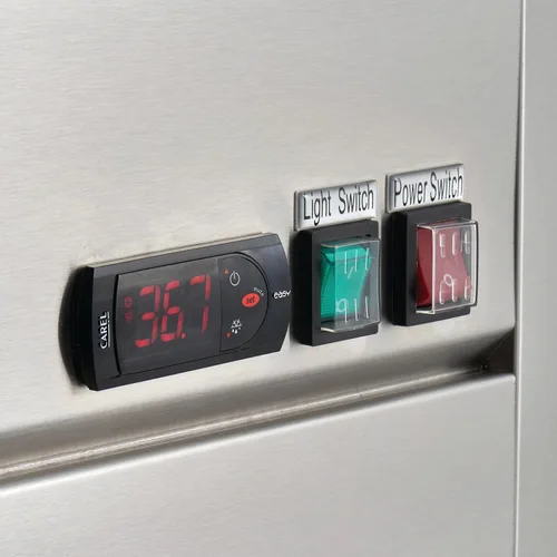 Vista 4 de Kratos Refrigerador comercial 1 puerta de alcance en, puerta de vidrio, exterior de acero inoxidable, 29" W (67K-007)